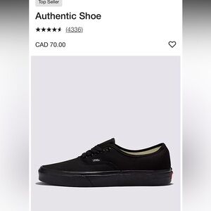 Vans Authentic shoe Black - Women's size 7